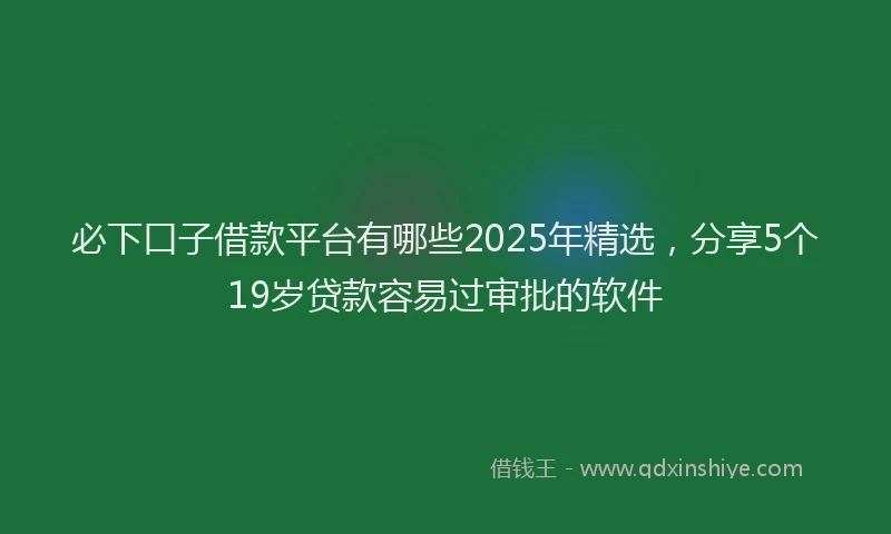 必下口子借款平台有哪些2025年精选，分享5个19岁贷款容易过审批的软件
