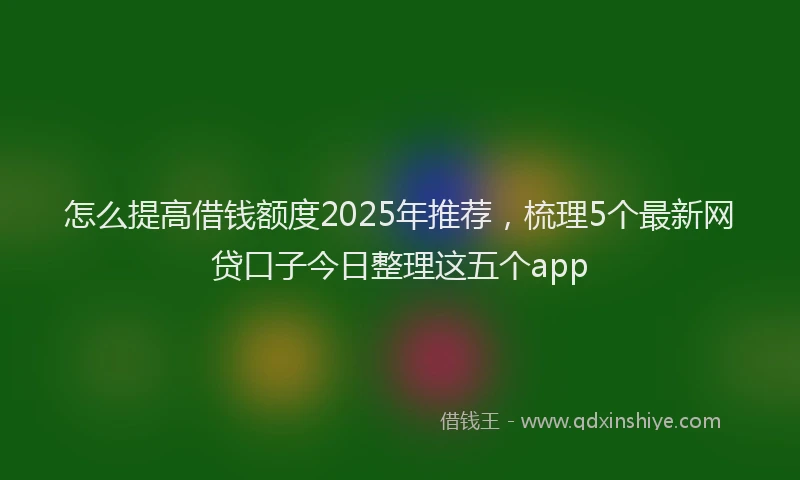 怎么提高借钱额度2025年推荐，梳理5个最新网贷口子今日整理这五个app