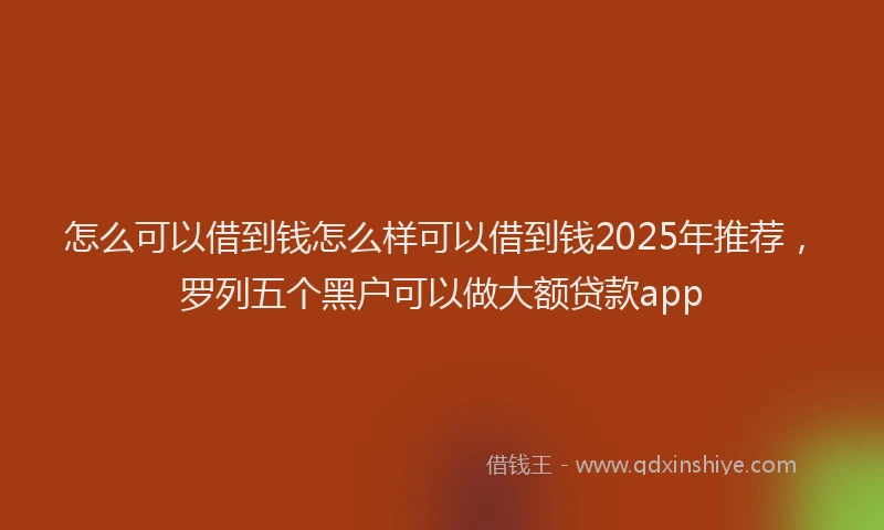 怎么可以借到钱怎么样可以借到钱2025年推荐，罗列五个黑户可以做大额贷款app