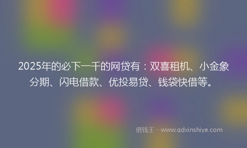 2025年的必下一千的网贷有：双喜租机、小金象分期、闪电借款、优投易贷、钱袋快借等。