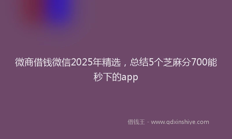 微商借钱微信2025年精选，总结5个芝麻分700能秒下的app