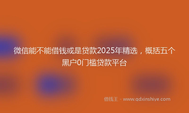 微信能不能借钱或是贷款2025年精选，概括五个黑户0门槛贷款平台