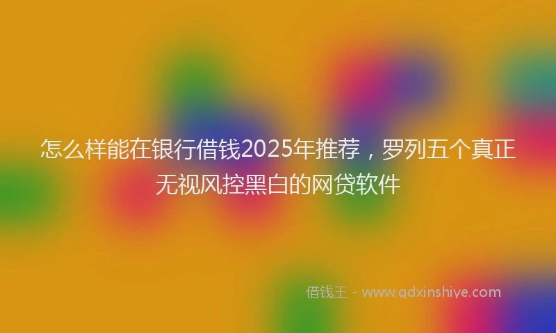 怎么样能在银行借钱2025年推荐，罗列五个真正无视风控黑白的网贷软件