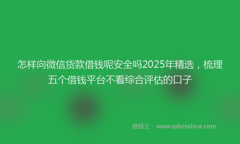 怎样向微信货款借钱呢安全吗2025年精选，梳理五个借钱平台不看综合评估的口子