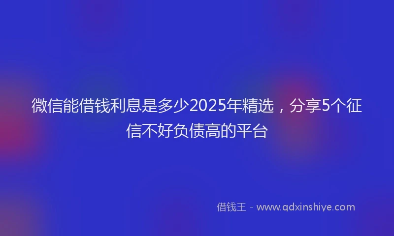 微信能借钱利息是多少2025年精选，分享5个征信不好负债高的平台