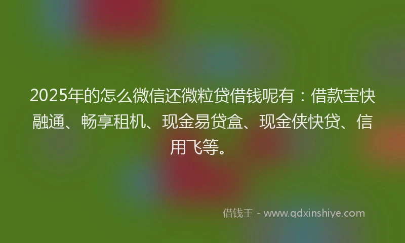 2025年的怎么微信还微粒贷借钱呢有：借款宝快融通、畅享租机、现金易贷盒、现金侠快贷、信用飞等。