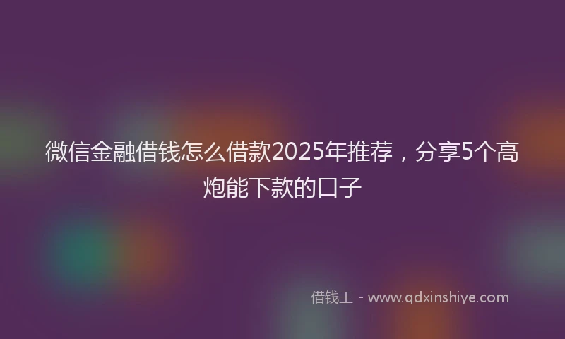 微信金融借钱怎么借款2025年推荐，分享5个高炮能下款的口子