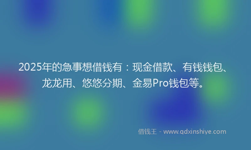 2025年的急事想借钱有：现金借款、有钱钱包、龙龙用、悠悠分期、金易Pro钱包等。