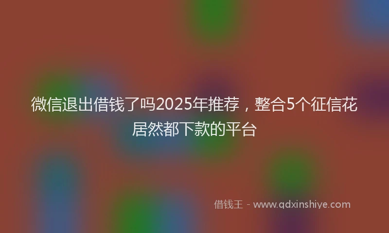 微信退出借钱了吗2025年推荐，整合5个征信花居然都下款的平台
