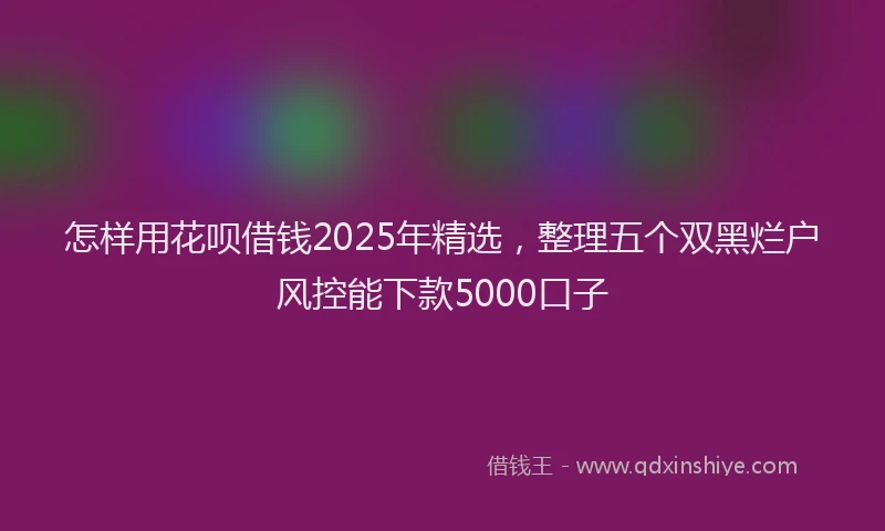 怎样用花呗借钱2025年精选，整理五个双黑烂户风控能下款5000口子