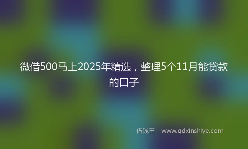 微借500马上2025年精选，整理5个11月能贷款的口子