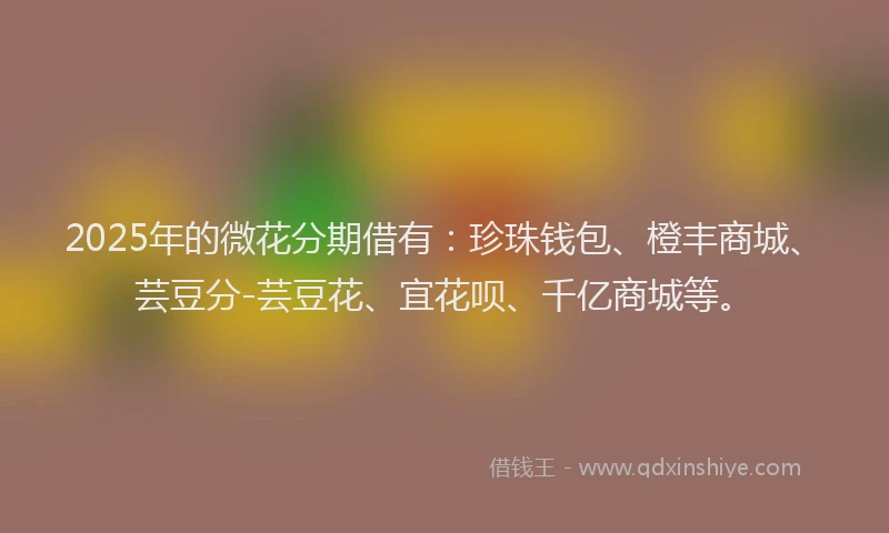 2025年的微花分期借有：珍珠钱包、橙丰商城、芸豆分-芸豆花、宜花呗、千亿商城等。