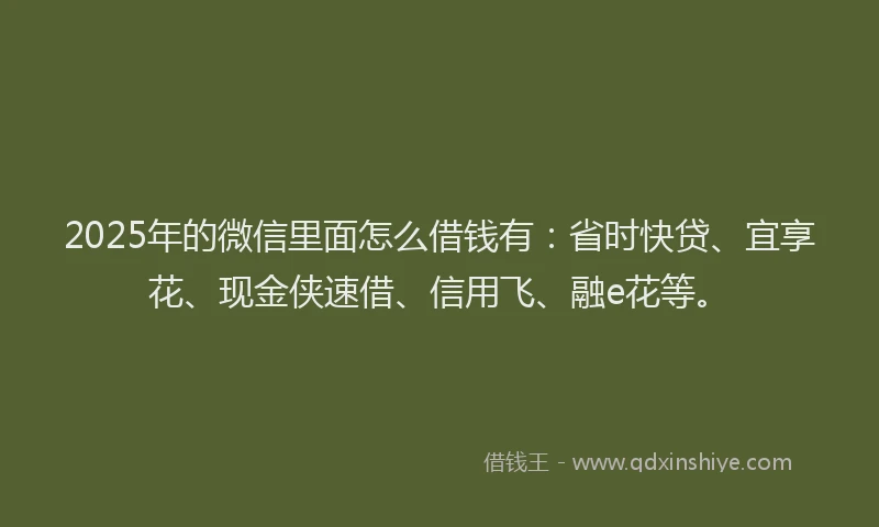 2025年的微信里面怎么借钱有：省时快贷、宜享花、现金侠速借、信用飞、融e花等。
