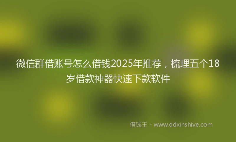 微信群借账号怎么借钱2025年推荐，梳理五个18岁借款神器快速下款软件