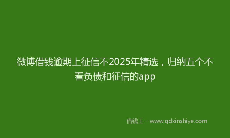 微博借钱逾期上征信不2025年精选，归纳五个不看负债和征信的app