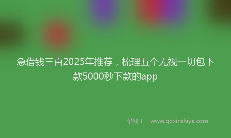 急借钱三百2025年推荐，梳理五个无视一切包下款5000秒下款的app