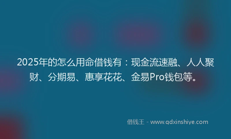 2025年的怎么用命借钱有：现金流速融、人人聚财、分期易、惠享花花、金易Pro钱包等。