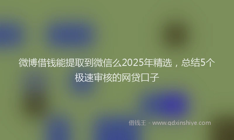 微博借钱能提取到微信么2025年精选，总结5个极速审核的网贷口子