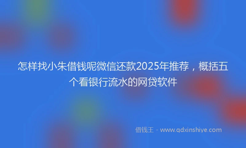 怎样找小朱借钱呢微信还款2025年推荐，概括五个看银行流水的网贷软件