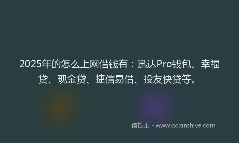 2025年的怎么上网借钱有：迅达Pro钱包、幸福贷、现金贷、捷信易借、投友快贷等。