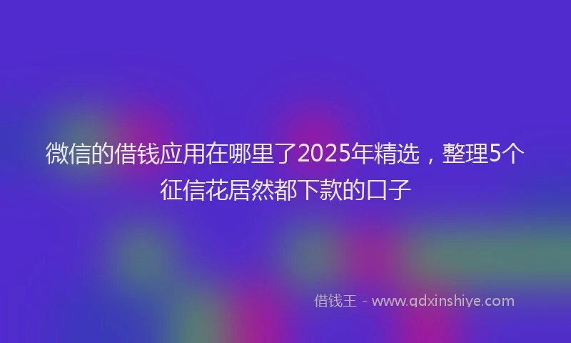 微信的借钱应用在哪里了2025年精选，整理5个征信花居然都下款的口子