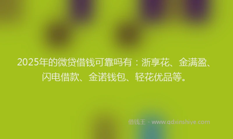2025年的微贷借钱可靠吗有：浙享花、金满盈、闪电借款、金诺钱包、轻花优品等。