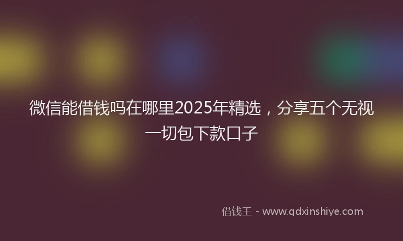微信能借钱吗在哪里2025年精选，分享五个无视一切包下款口子