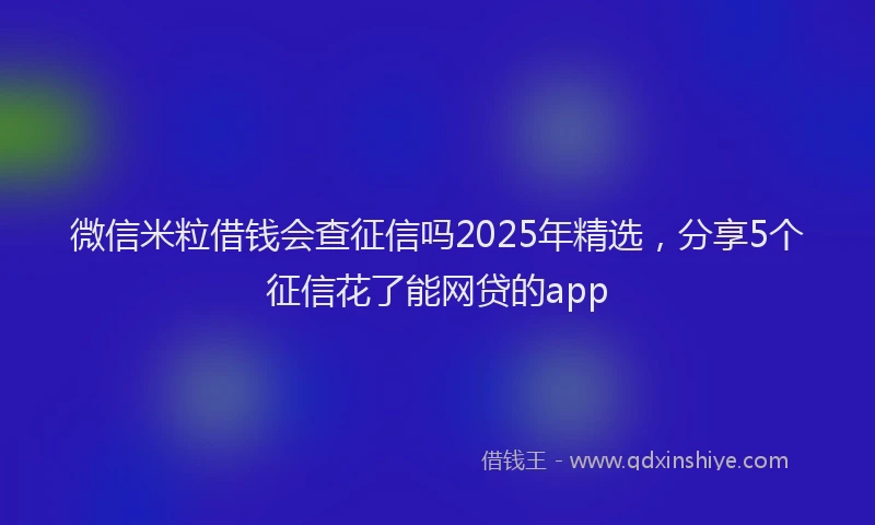 微信米粒借钱会查征信吗2025年精选，分享5个征信花了能网贷的app