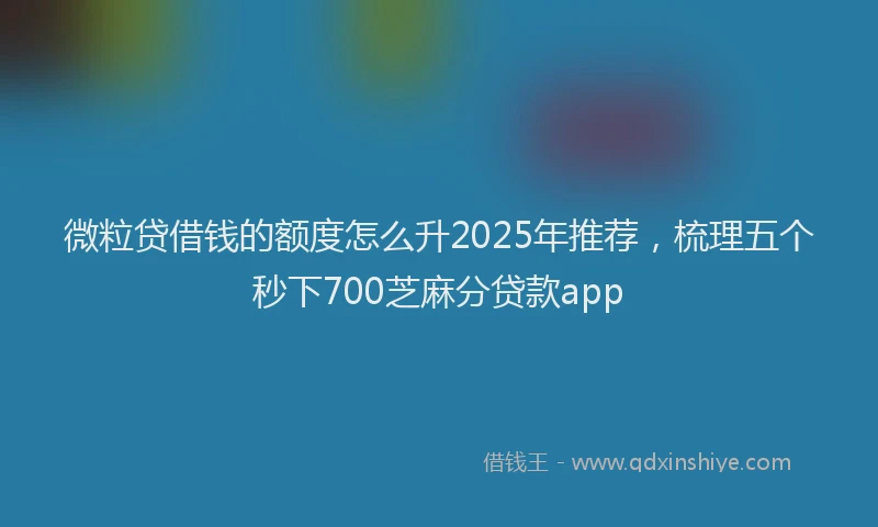 微粒贷借钱的额度怎么升2025年推荐，梳理五个秒下700芝麻分贷款app