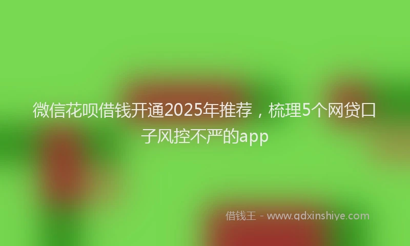 微信花呗借钱开通2025年推荐，梳理5个网贷口子风控不严的app
