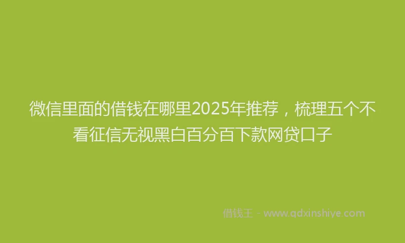 微信里面的借钱在哪里2025年推荐，梳理五个不看征信无视黑白百分百下款网贷口子