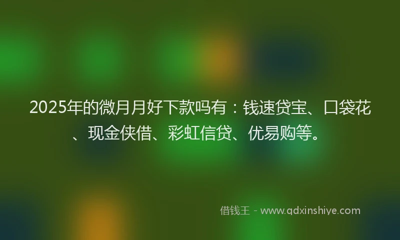 2025年的微月月好下款吗有：钱速贷宝、口袋花、现金侠借、彩虹信贷、优易购等。