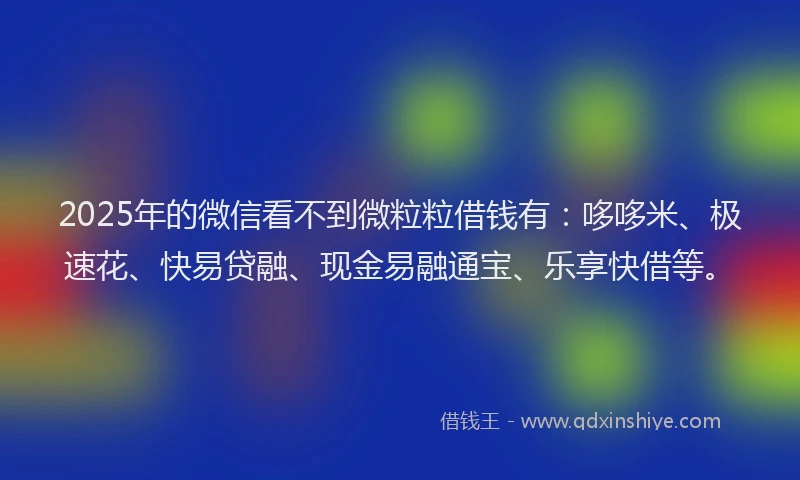2025年的微信看不到微粒粒借钱有：哆哆米、极速花、快易贷融、现金易融通宝、乐享快借等。