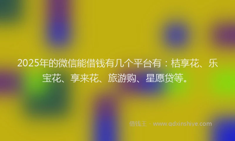 2025年的微信能借钱有几个平台有：桔享花、乐宝花、享来花、旅游购、星愿贷等。