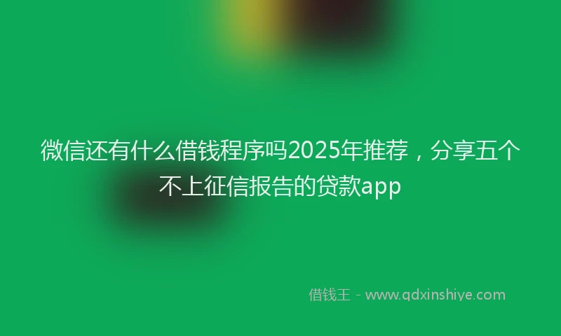 微信还有什么借钱程序吗2025年推荐，分享五个不上征信报告的贷款app