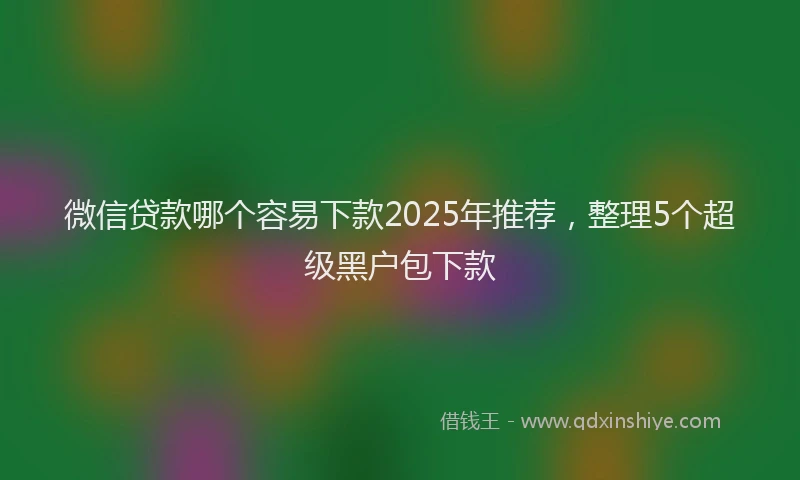 微信贷款哪个容易下款2025年推荐，整理5个超级黑户包下款