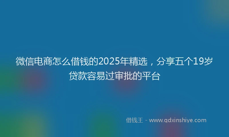 微信电商怎么借钱的2025年精选，分享五个19岁贷款容易过审批的平台