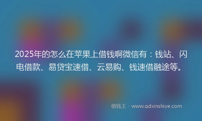 2025年的怎么在苹果上借钱啊微信有：钱站、闪电借款、易贷宝速借、云易购、钱速借融途等。