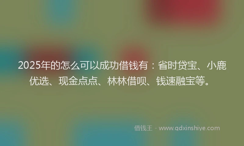 2025年的怎么可以成功借钱有：省时贷宝、小鹿优选、现金点点、林林借呗、钱速融宝等。