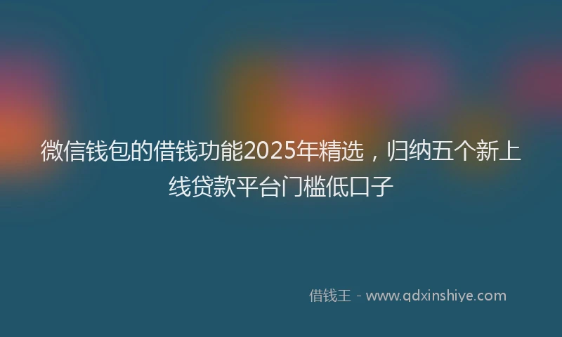 微信钱包的借钱功能2025年精选，归纳五个新上线贷款平台门槛低口子
