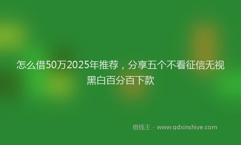 怎么借50万2025年推荐，分享五个不看征信无视黑白百分百下款