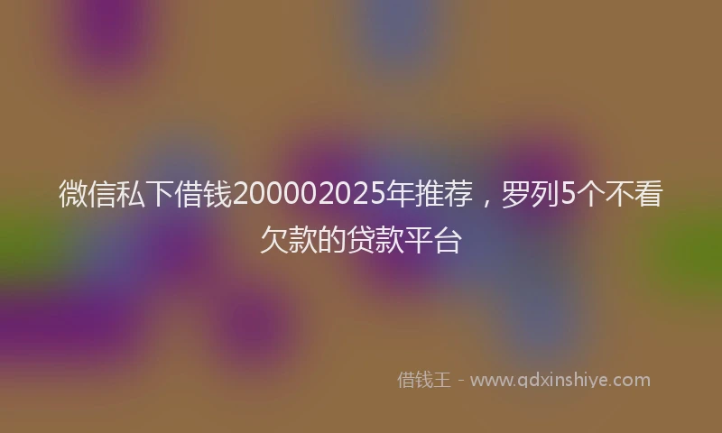 微信私下借钱200002025年推荐，罗列5个不看欠款的贷款平台