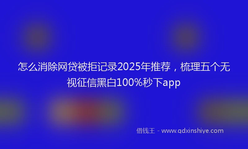 怎么消除网贷被拒记录2025年推荐，梳理五个无视征信黑白100%秒下app
