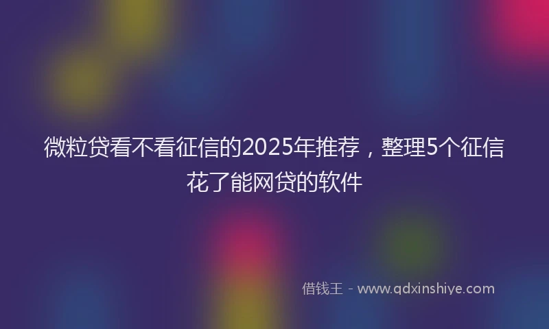 微粒贷看不看征信的2025年推荐，整理5个征信花了能网贷的软件