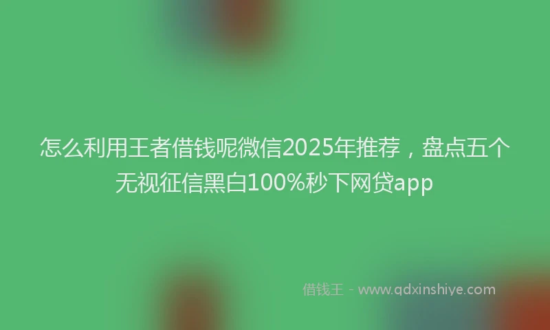 怎么利用王者借钱呢微信2025年推荐，盘点五个无视征信黑白100%秒下网贷app