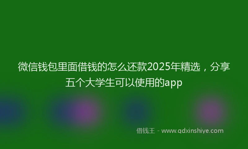 微信钱包里面借钱的怎么还款2025年精选，分享五个大学生可以使用的app