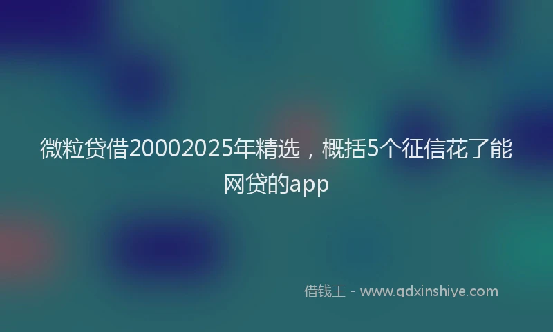 微粒贷借20002025年精选，概括5个征信花了能网贷的app