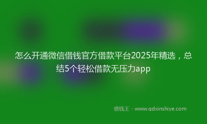 怎么开通微信借钱官方借款平台2025年精选，总结5个轻松借款无压力app