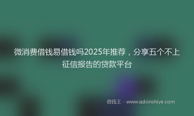 微消费借钱易借钱吗2025年推荐，分享五个不上征信报告的贷款平台