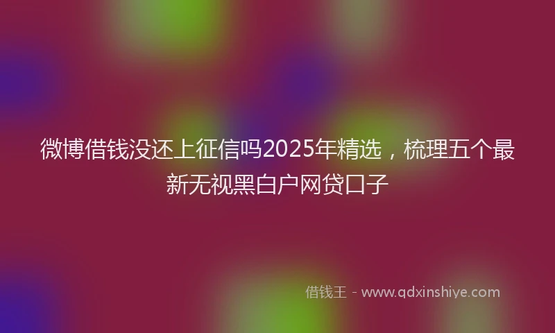 微博借钱没还上征信吗2025年精选，梳理五个最新无视黑白户网贷口子